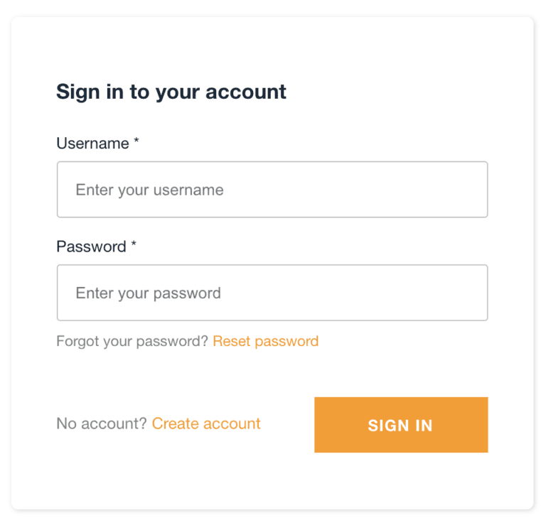 AWS Amplify Default cognito login screen